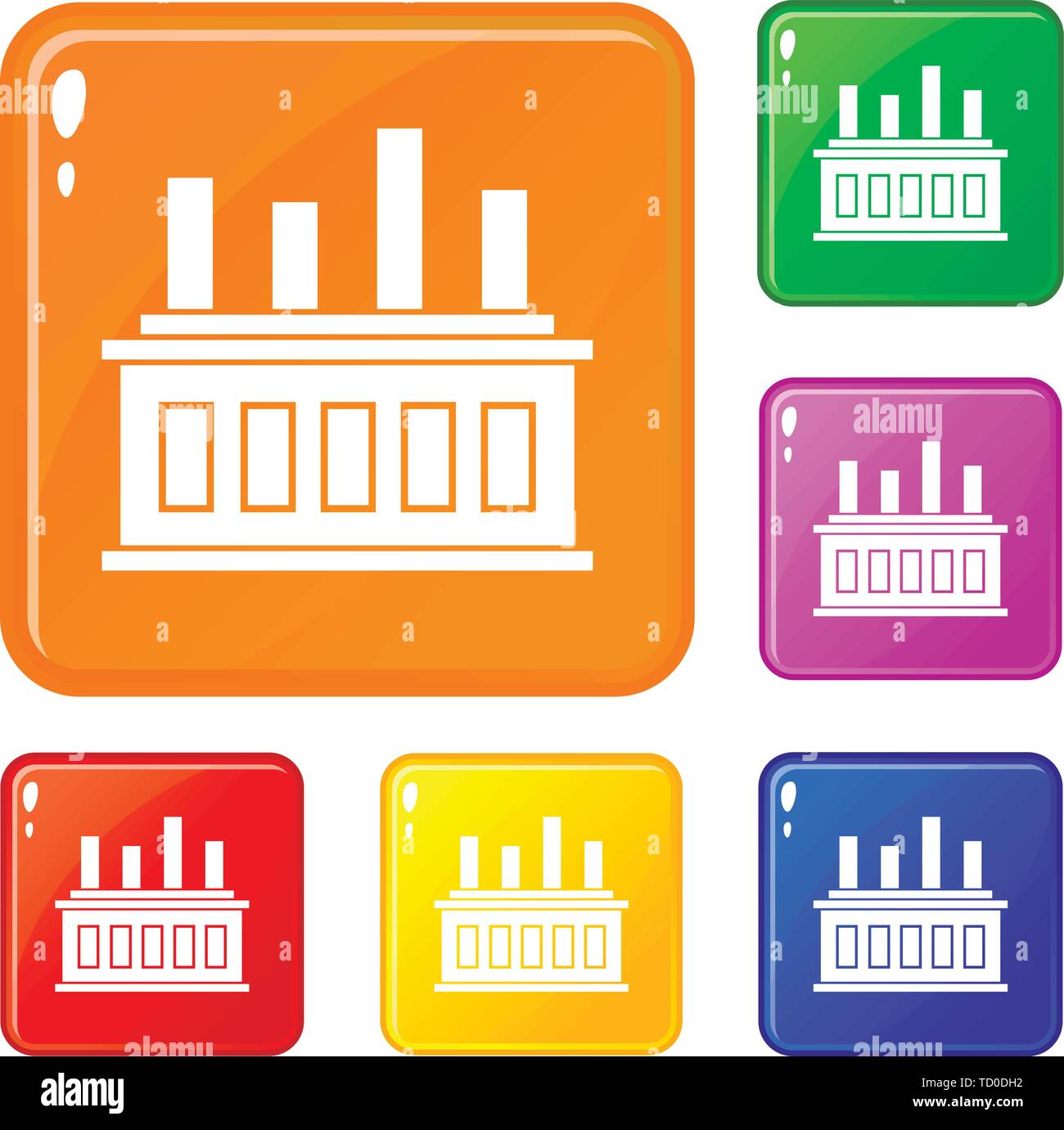 Industrial factory building icons set vector color Stock Vector Image ...
