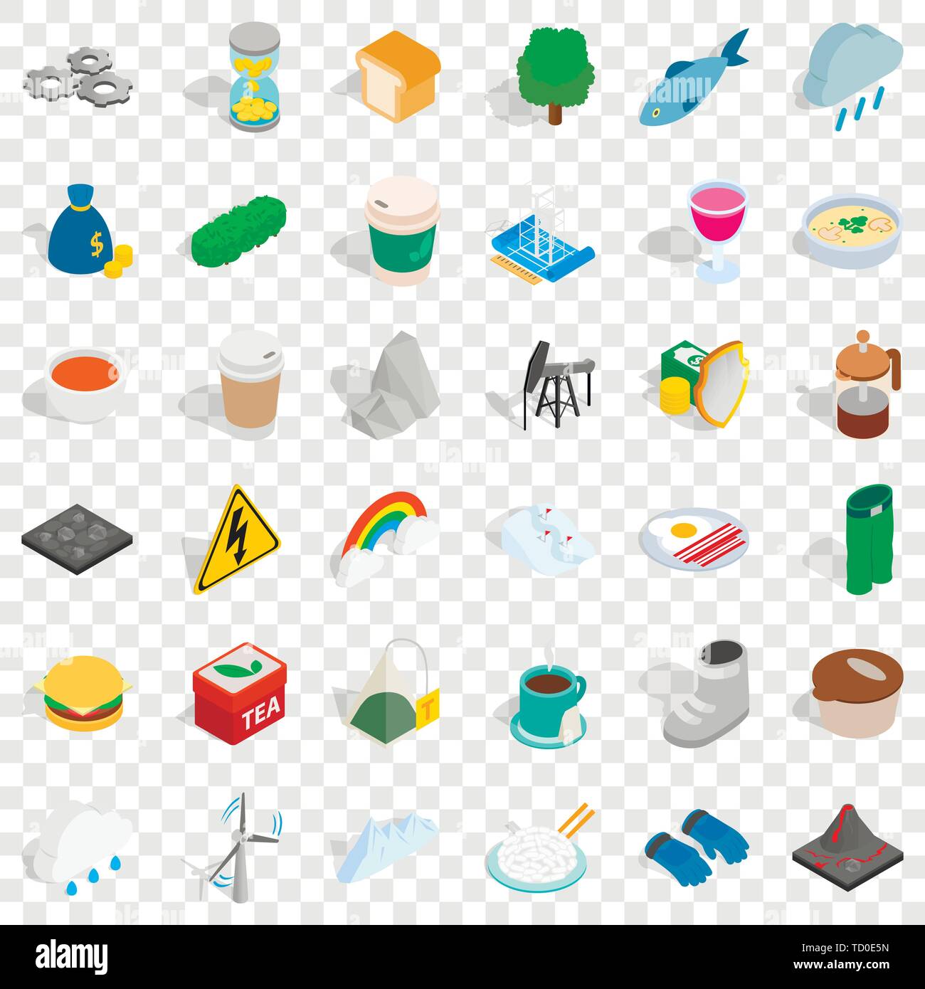 Winter icons set, isometric style Stock Vector