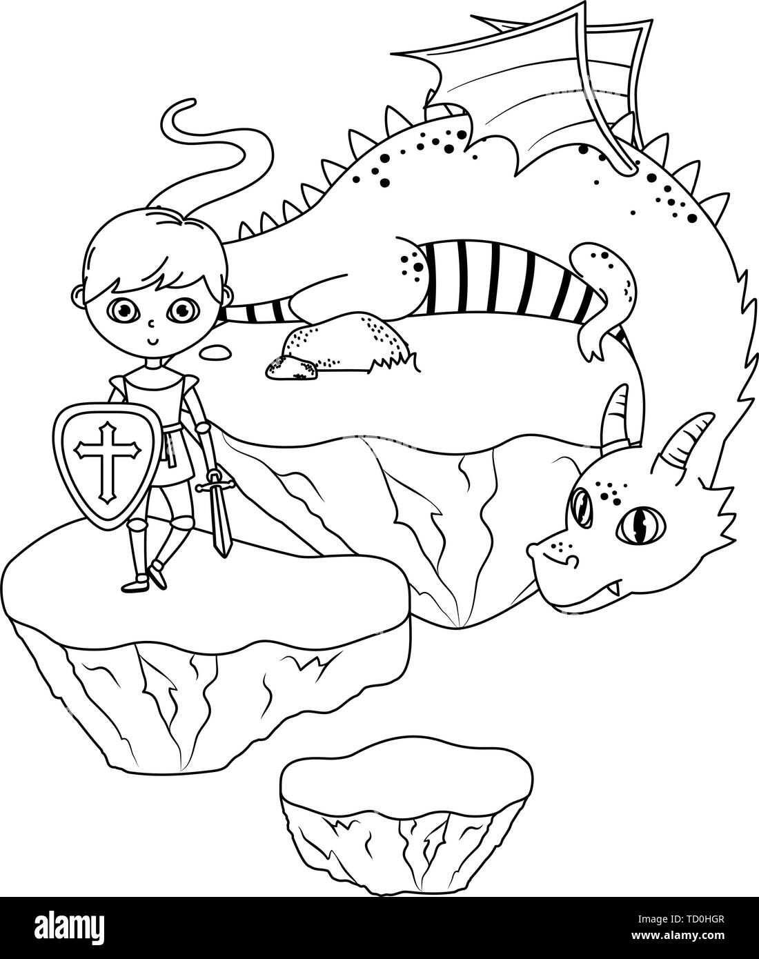Knight and dragon design, Fairytale history medieval fantasy kingdom ...