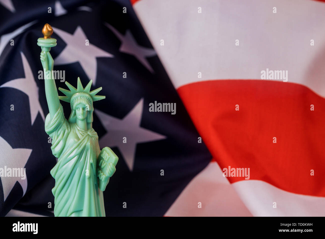 American flag and the Statue of liberty for independence day 4th of July. Stock Photo