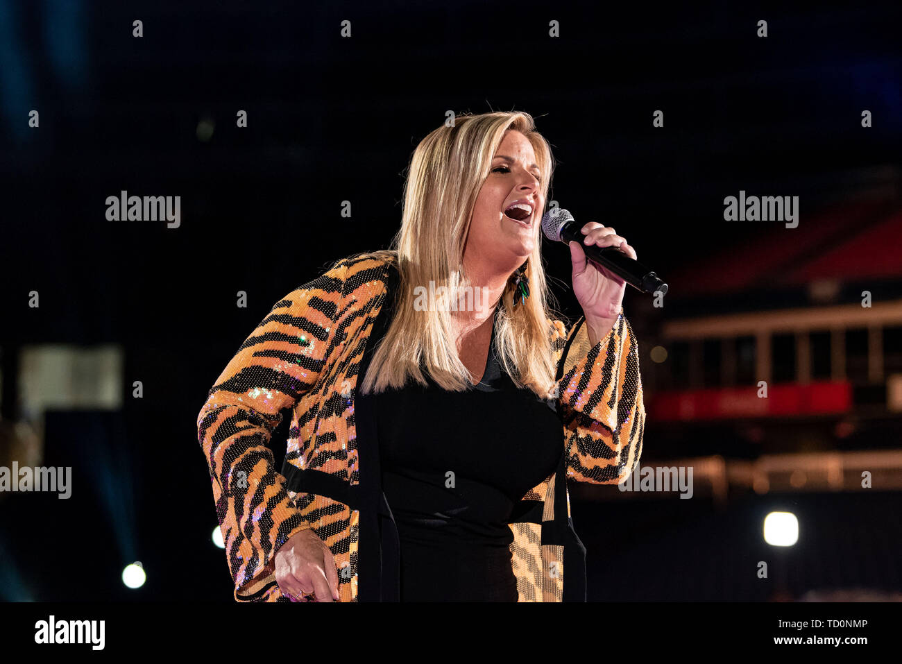 NASHVILLE, TENNESSEE - JUNE 09: Trisha Yearwood performs on stage for day 4 of the 2019 CMA Music Festival on June 09, 2019 in Nashville, Tennessee. Photo: Andrew Wendowski for imageSPACE/MediaPunch Stock Photo