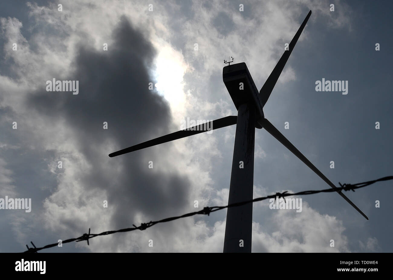 Svaty Hostyn, Czech Republic. 10th June, 2019. A wind turbine is seen in Svaty Hostyn, Zlin Region, Czech Republic, on June 10, 2019. Credit: Dalibor Gluck/CTK Photo/Alamy Live News Stock Photo