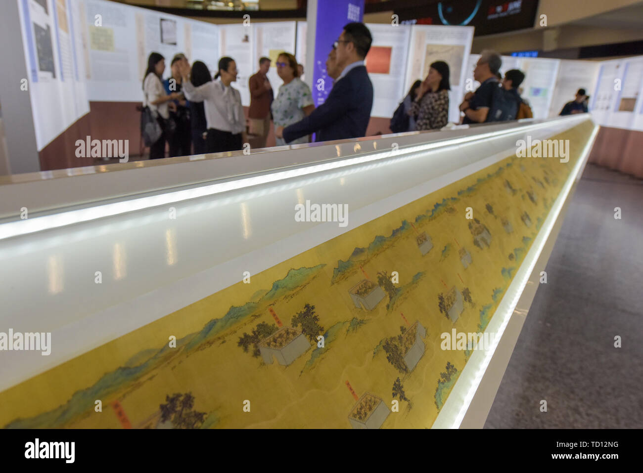 Vienna, Austria. 11th June, 2019. People visit the Chinese navigation exhibition 'From Compass to BeiDou' in Vienna, Austria, on June 11, 2019. A Chinese navigation exhibition opens in Vienna International Center on Tuesday, showing how the nation evolves 'from compass to BeiDou' - as the exhibition is themed - in time service, surveying, mapping and navigation technologies. Credit: Guo Chen/Xinhua/Alamy Live News Stock Photo