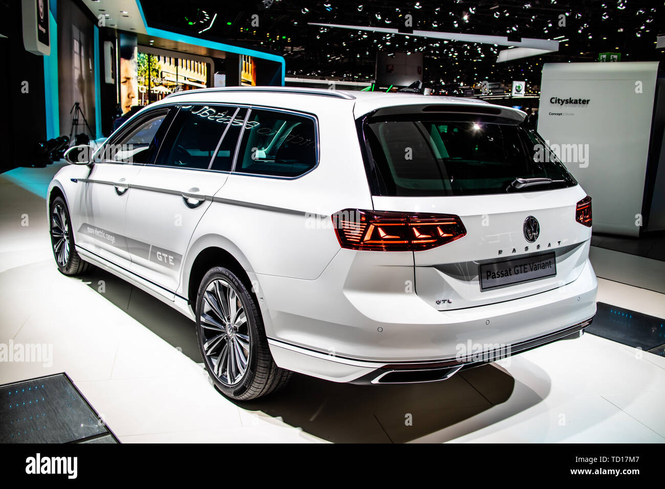 Geneva, Switzerland, March 05, 2019 Volkswagen VW Passat GTE Variant at  Geneva International Motor Show, eighth generation facelift by Volkswagen  Stock Photo - Alamy