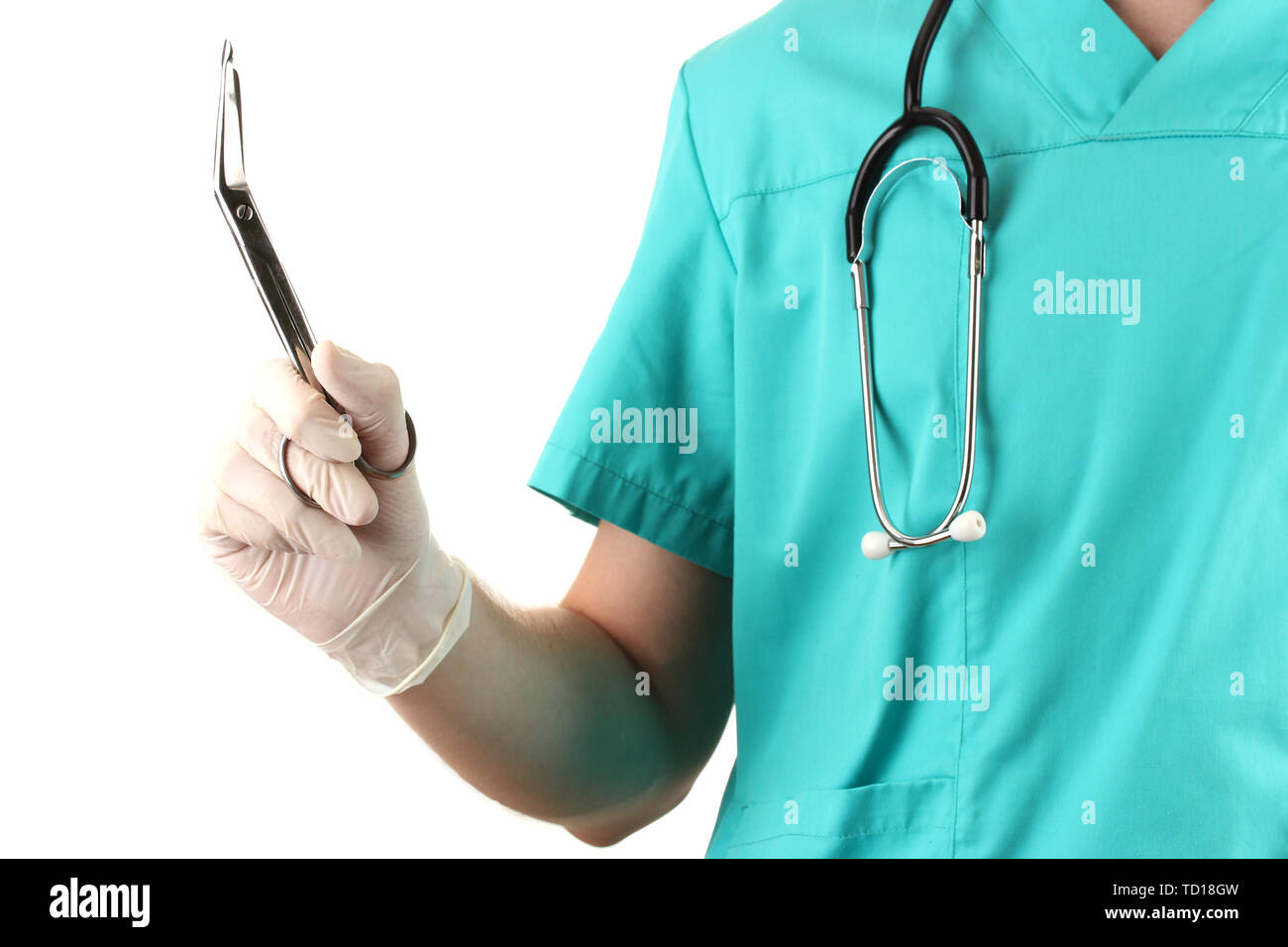 Doctor with medical instruments, isolated on white Stock Photo - Alamy