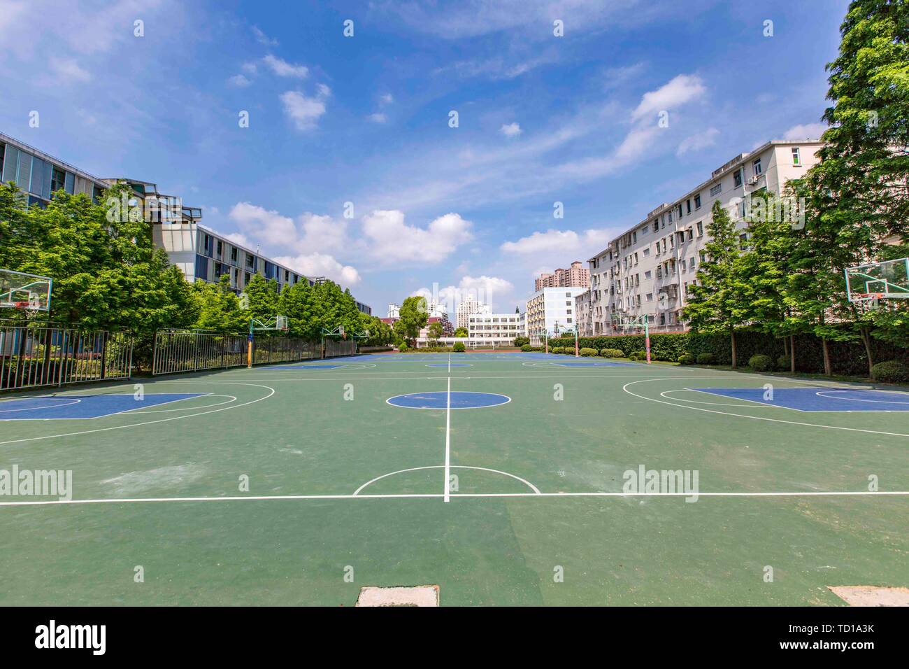 High school basketball court Stock Photo Alamy