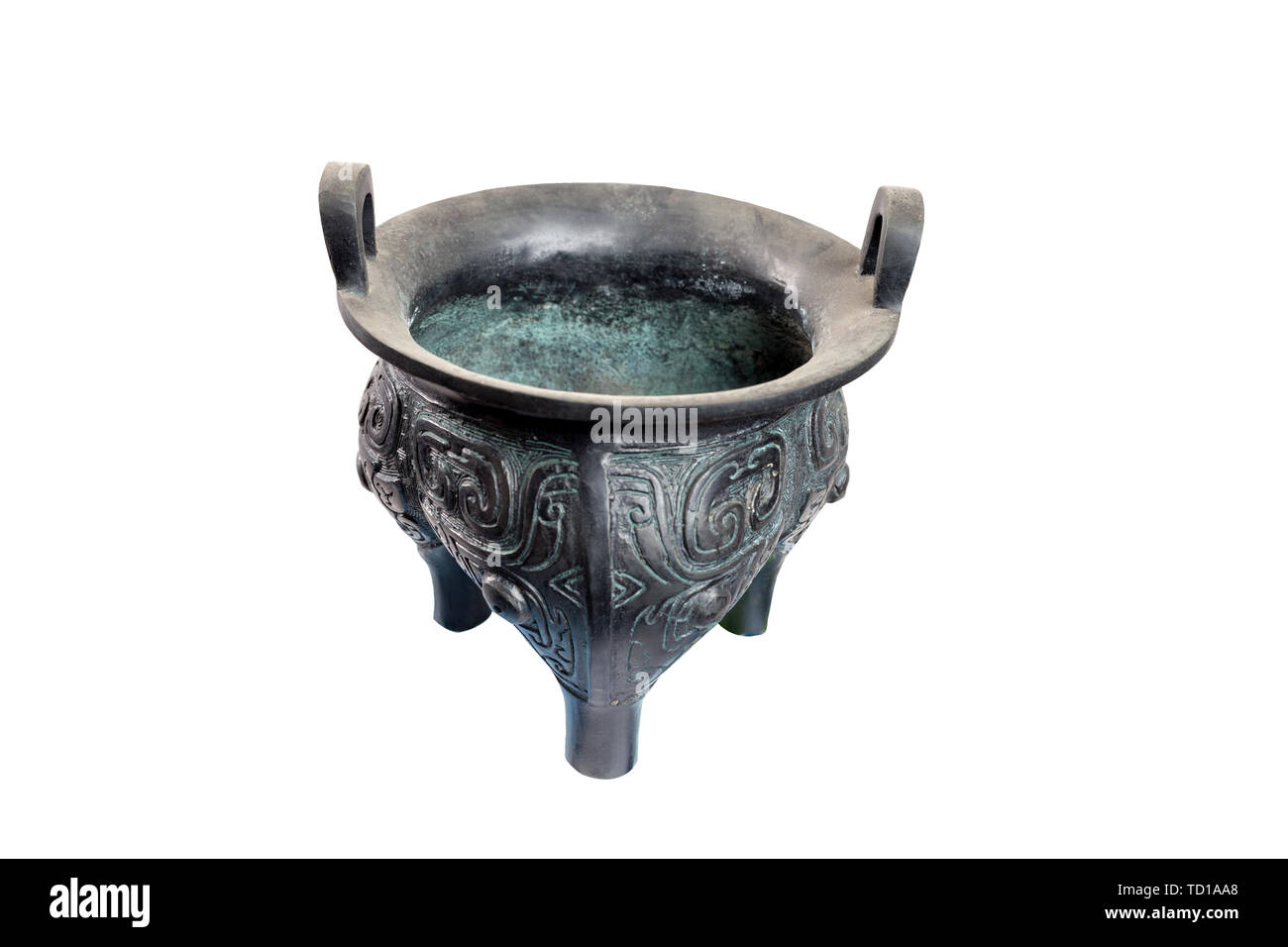 isolated bronze vessel on white background Stock Photo
