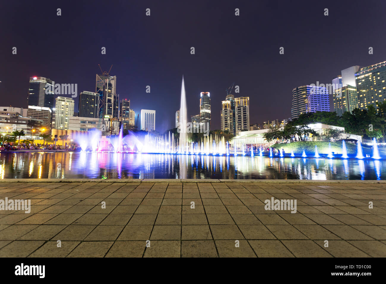 music fountain in the square of KLCC at night,kuala lumpur Stock Photo ...