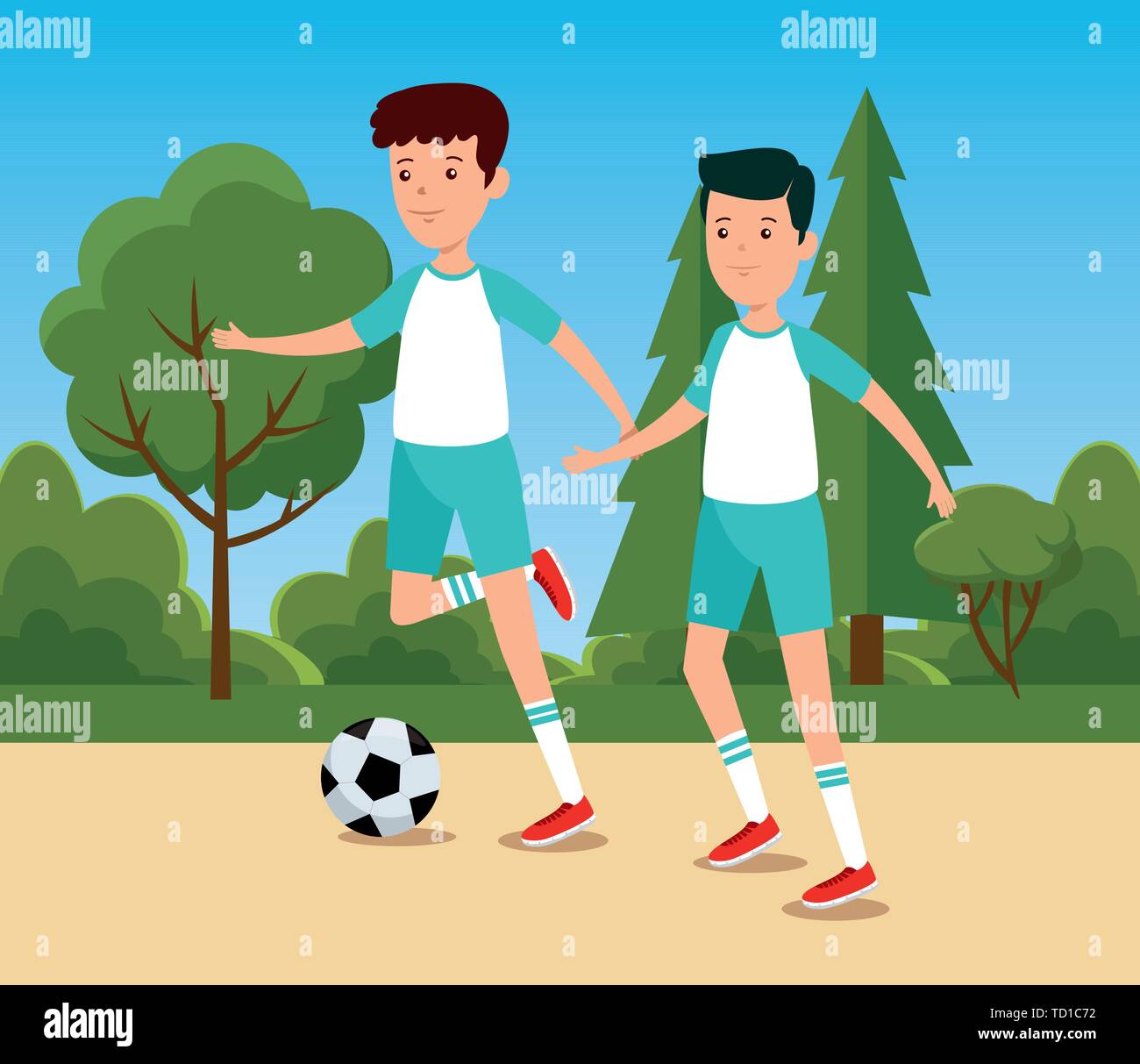boys practice soccer exercise activity Stock Vector Image & Art Alamy