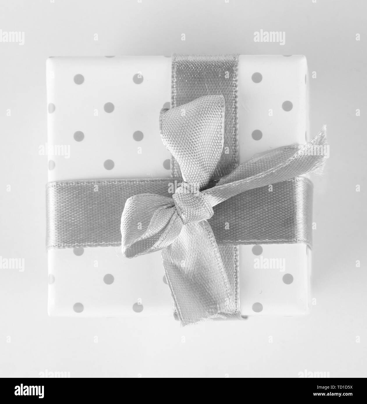 Color Gift Box With Silver Ribbon Isolated On White Stock Photo Alamy