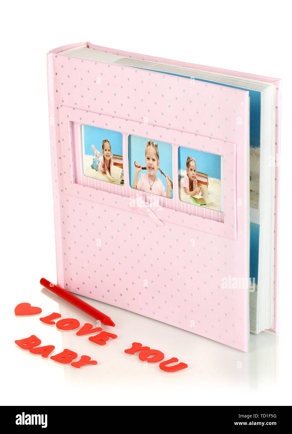 Baby photo album isolated on white Stock Photo Alamy