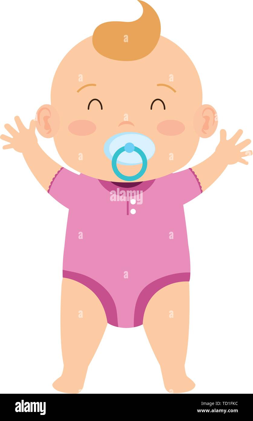 cute little baby girl with pacifier character Stock Vector Image & Art ...