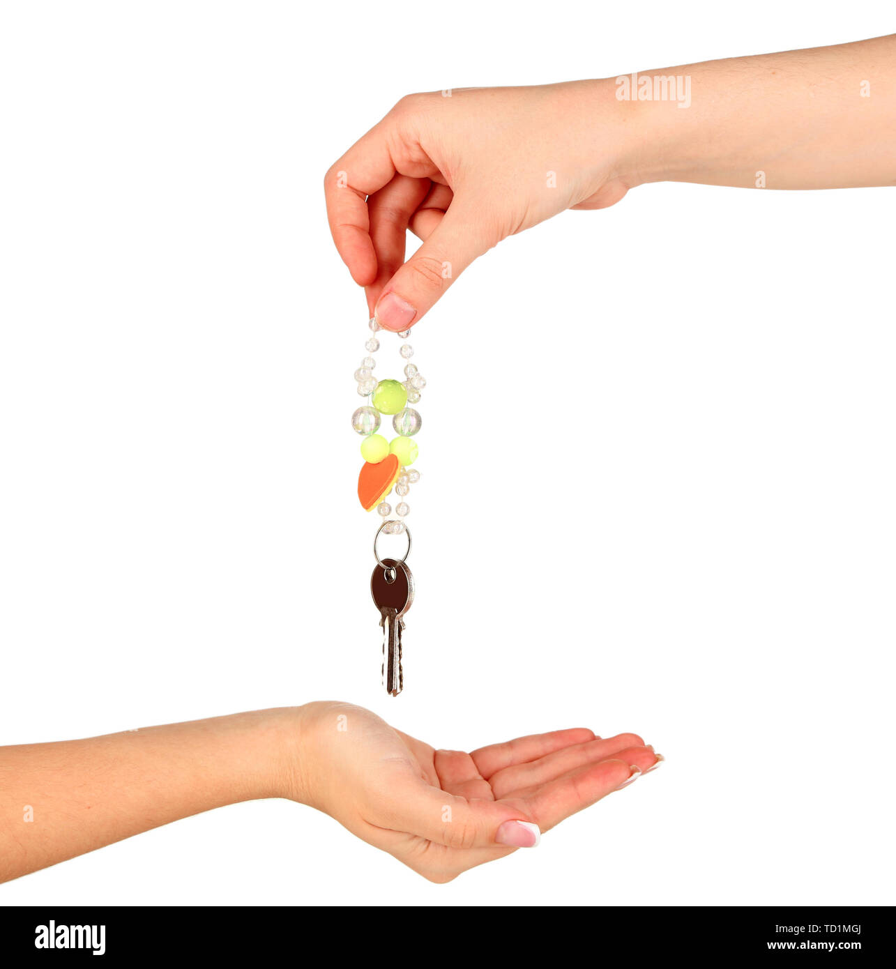 Transfer of house keys isolated on white Stock Photo Alamy