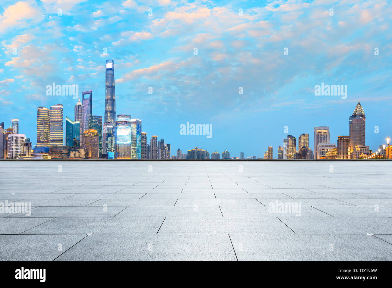 Shanghai Skyline And Modern City Skyscrapers With Empty Floor China Stock Photo Alamy