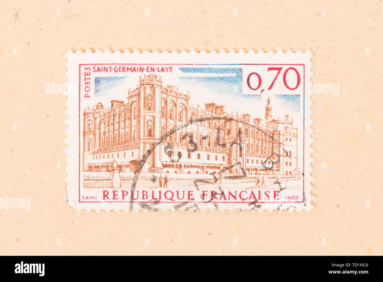 FRANCE - CIRCA 1967: A stamp printed in France shows Saint-Germain-en-Laye, circa 1967 Stock Photo