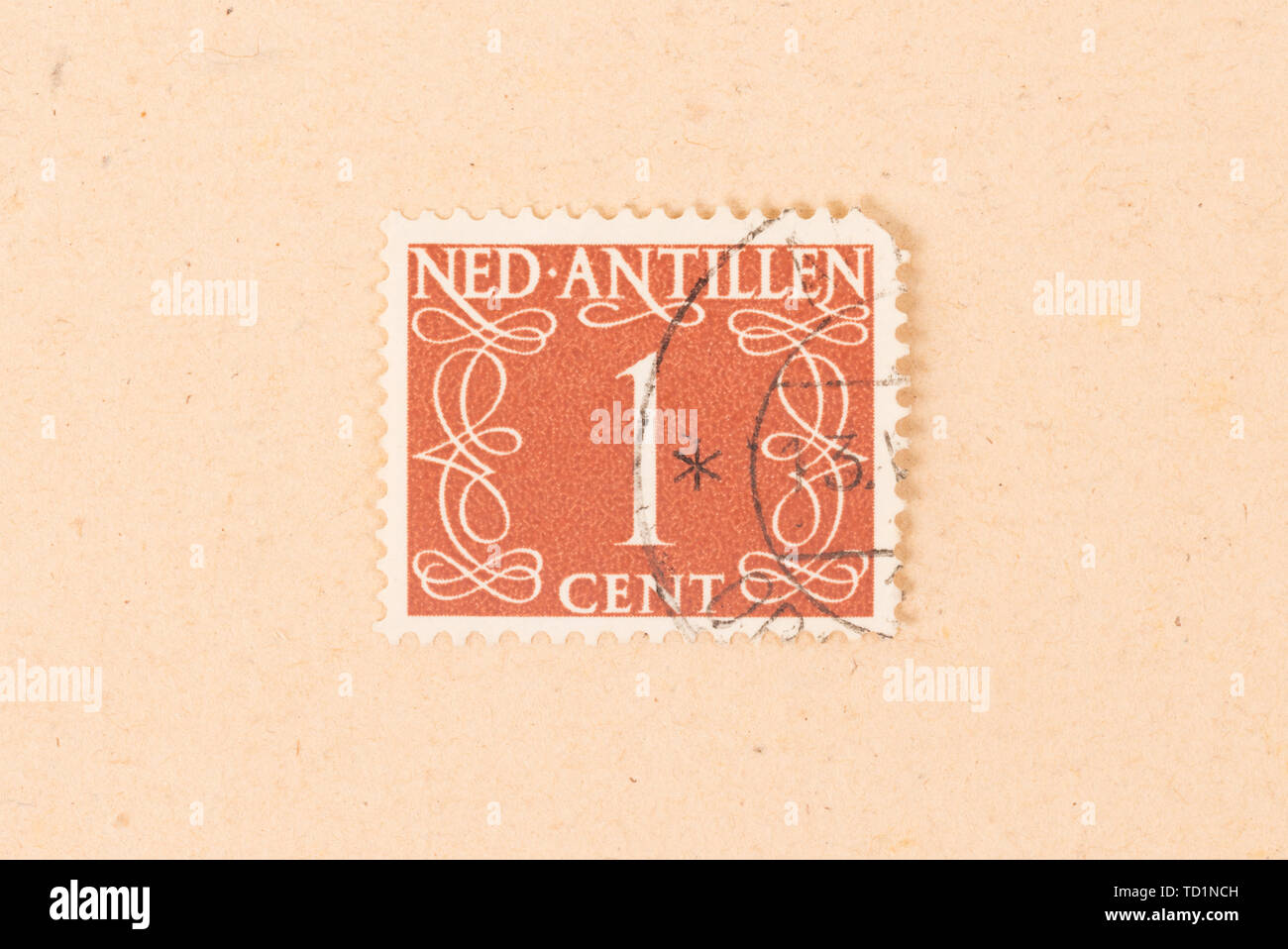 The Netherlands Antilles - Circa 1950: A stamp printed in The Netherlands Antilles shows it's value, circa 1950 Stock Photo