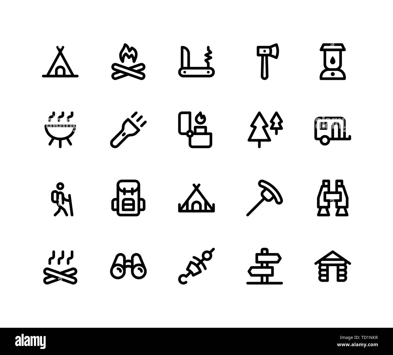 Simple Set of Camping Related Vector Line Icons. Contains such Icons as ...