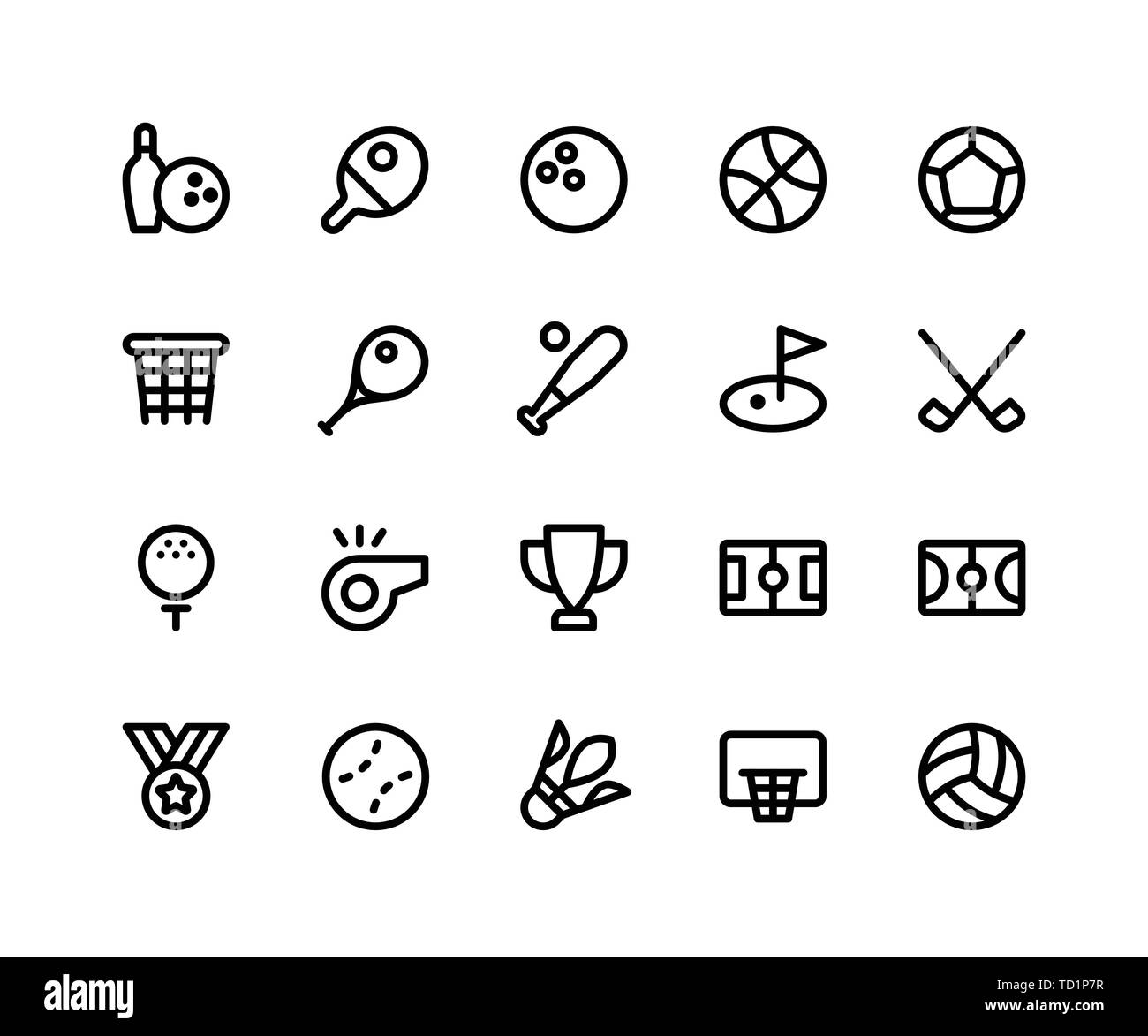 Simple Set of Sport Related Vector Line Icons. Contains such Icons as  bowling, tennis, basketball, soccer, baseball and More. pixel perfect  vector ico Stock Vector Image & Art - Alamy