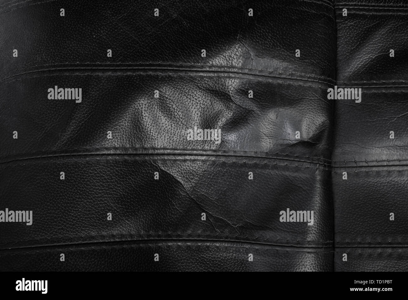 Black torn leather texture with stripes, surface background Stock Photo