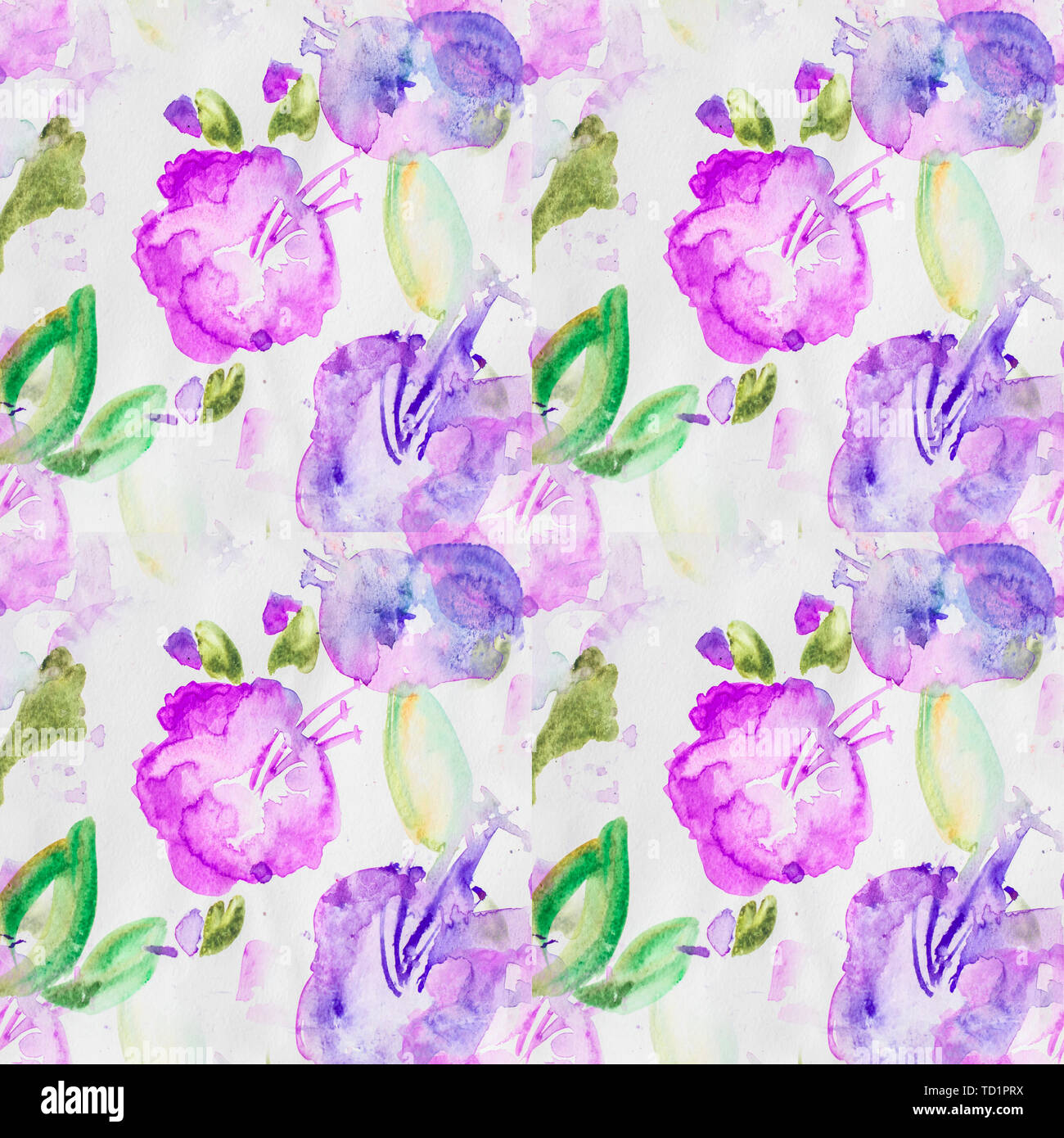 Watercolor Background With Flowers Vintage Collage Style With