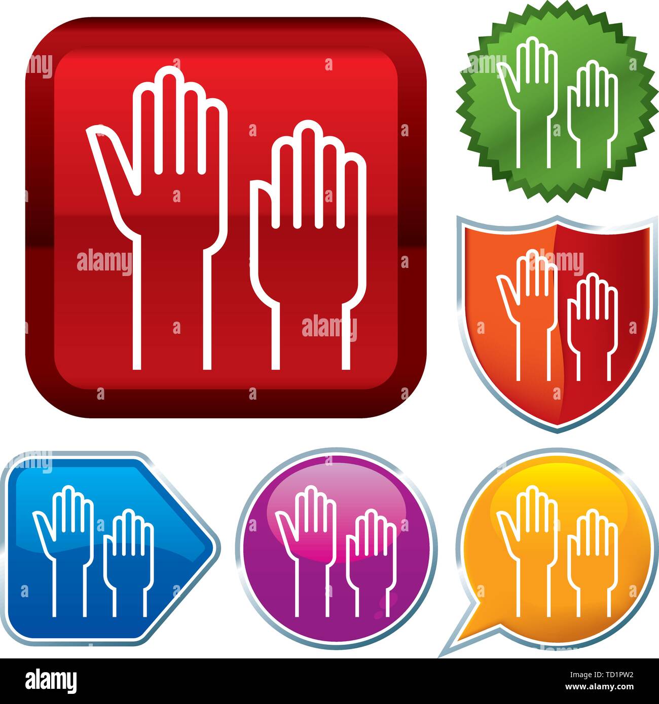 Vector illustration. Set shiny icon series on buttons. Voting. Stock Vector