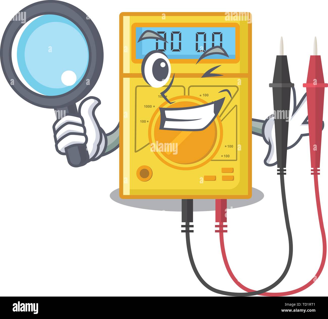 Detective digital multimeter isolated with the character Stock Vector ...