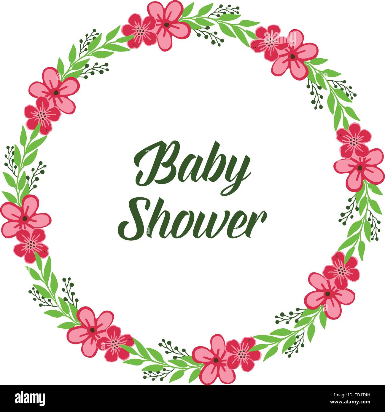 Vector illustration invitation card baby shower with floral frame hand ...