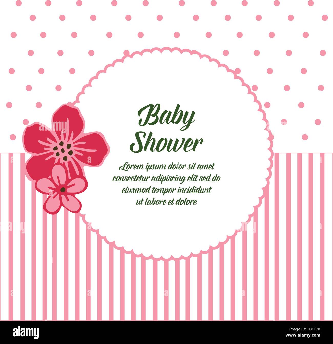 Vector illustration invitation card baby shower with floral frame hand ...