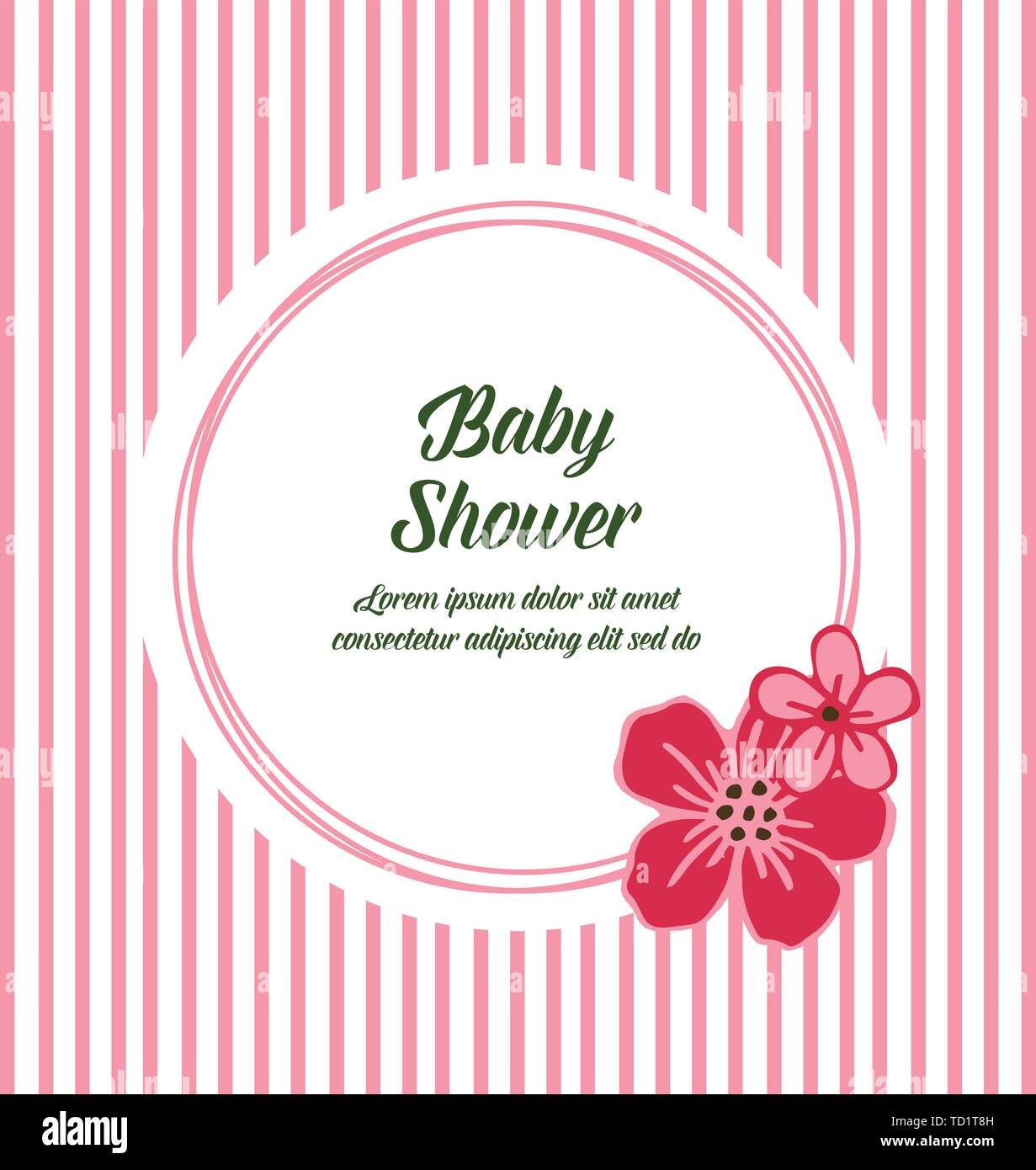 Vector illustration invitation card baby shower with floral frame hand ...