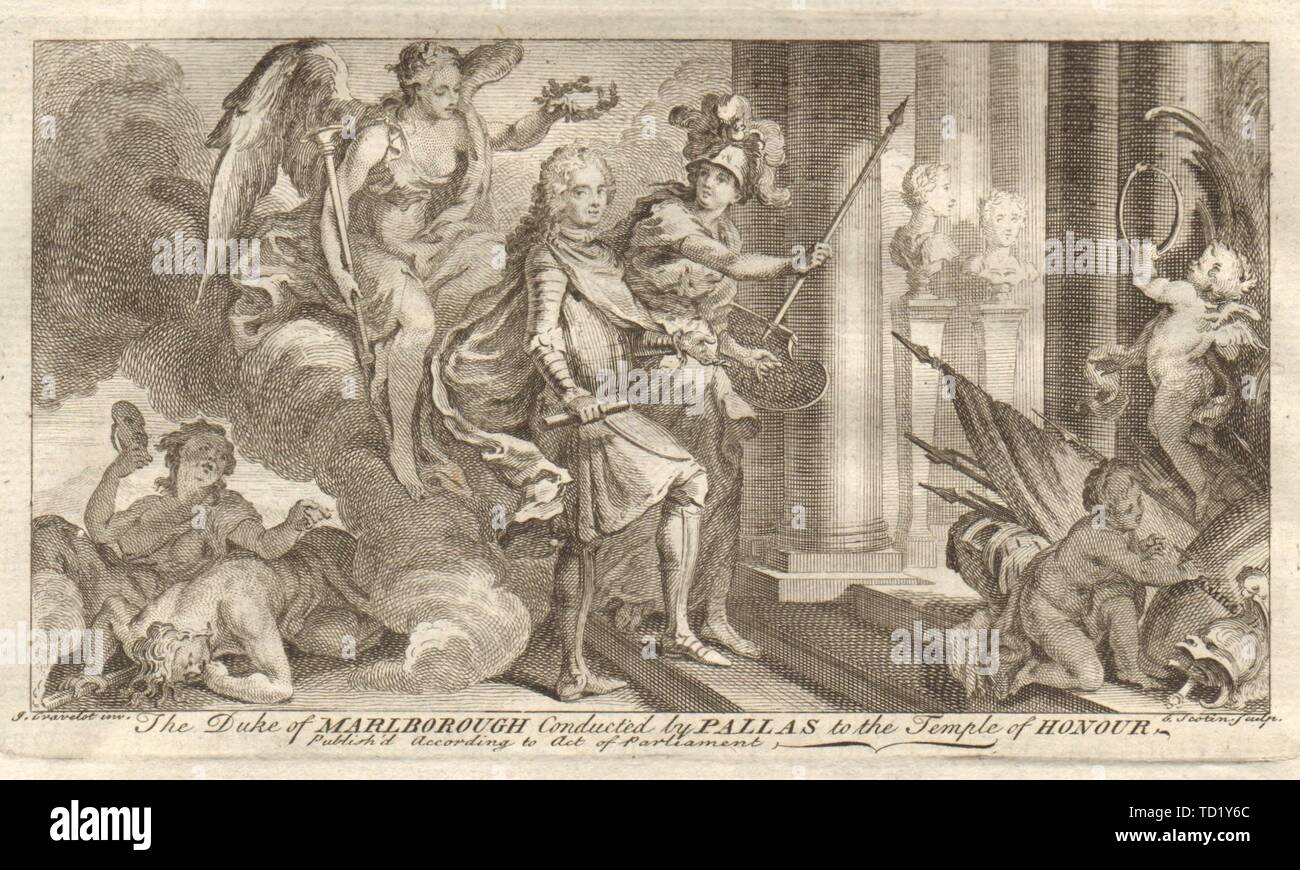 John Churchill 1st Duke of Marlborough led by Pallas to Temple of Honour 1736 Stock Photo