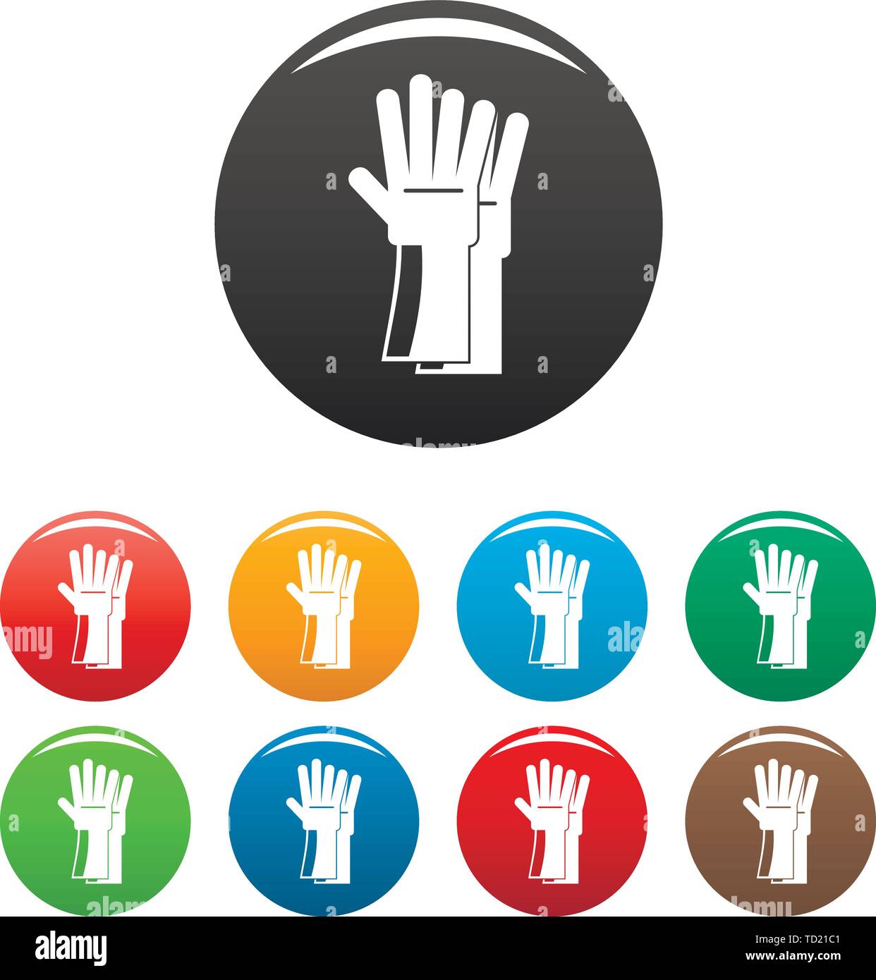Rubber gloves icons set 9 color vector isolated on white for any design ...