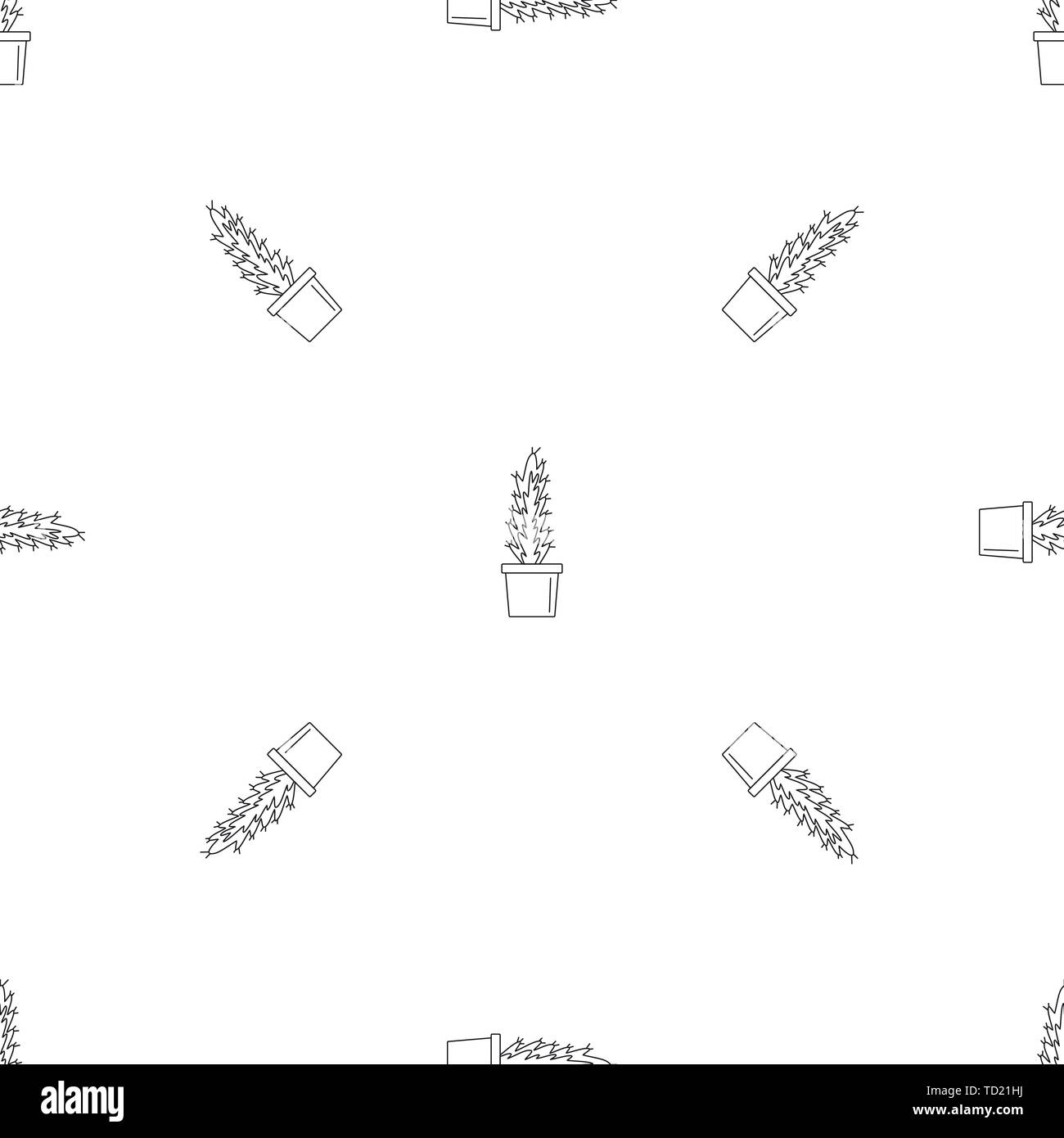 Cactus pot pattern seamless vector repeat geometric for any web design Stock Vector
