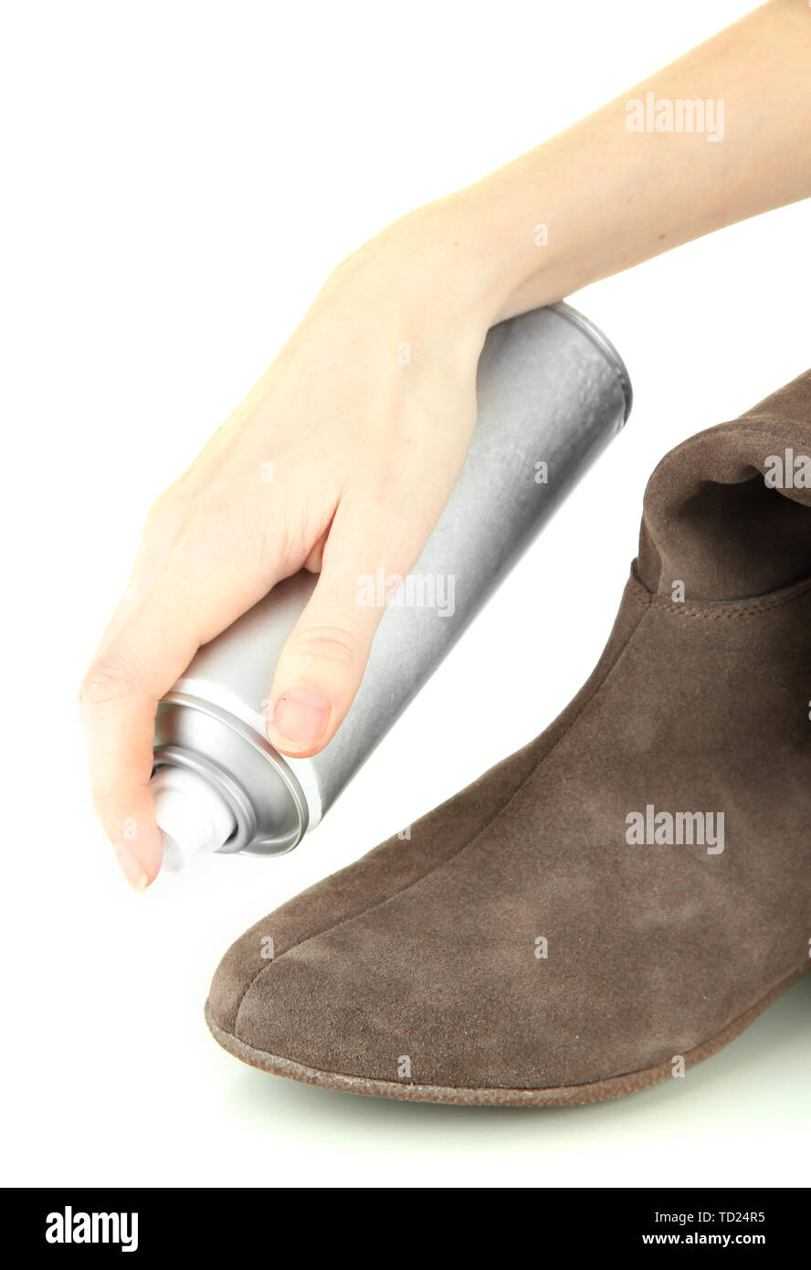 Process of cleaning suede shoes, isolated on white Stock Photo Alamy