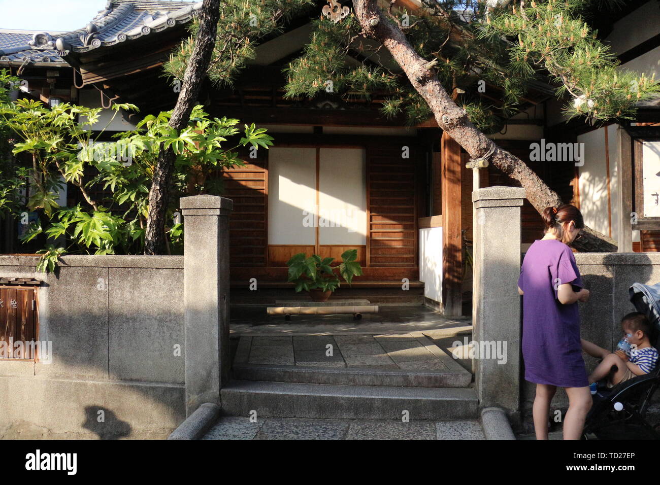 Ancient streets of Kyoto, traditional houses Stock Photo