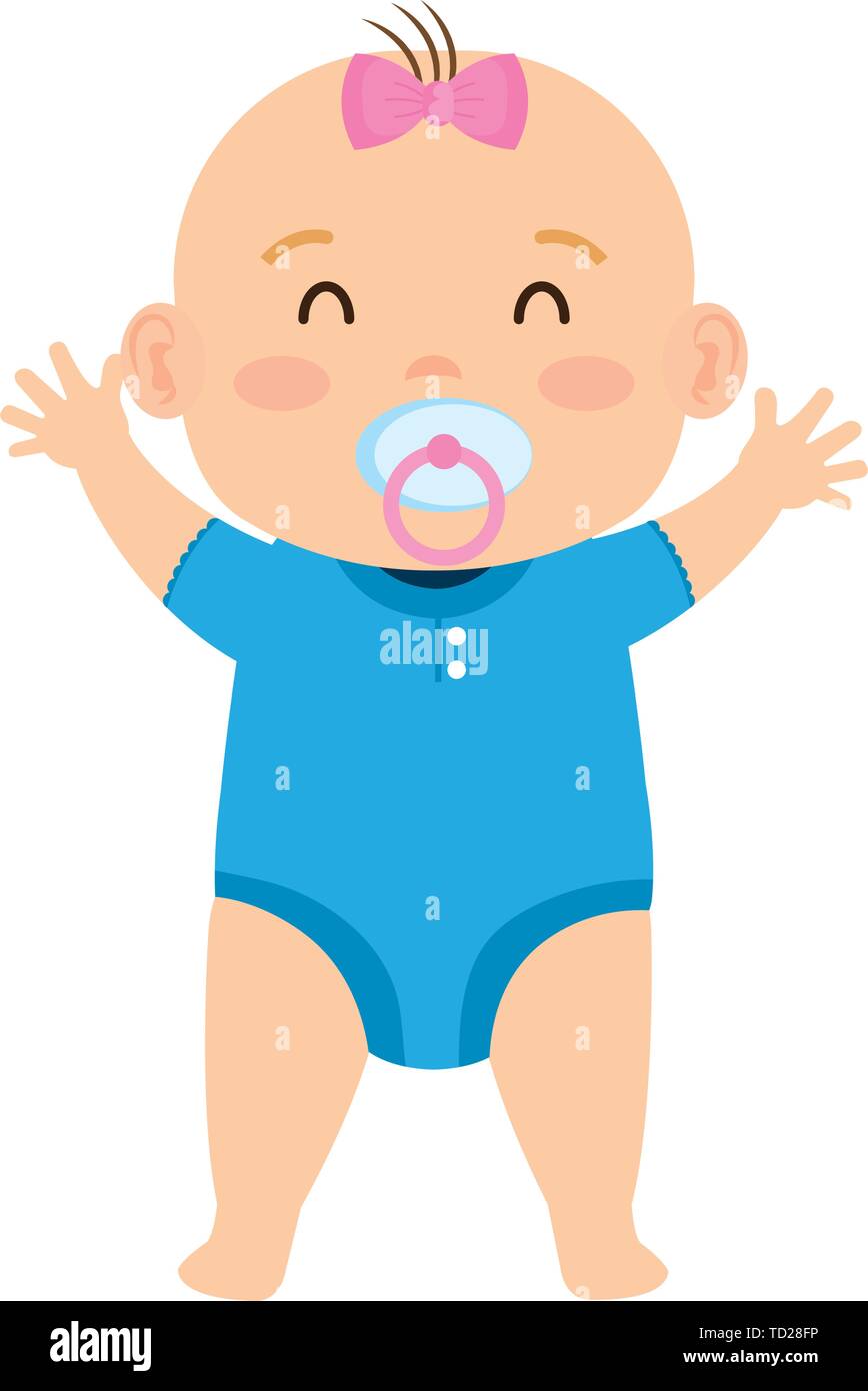 cute little baby girl with pacifier character Stock Vector Image & Art ...