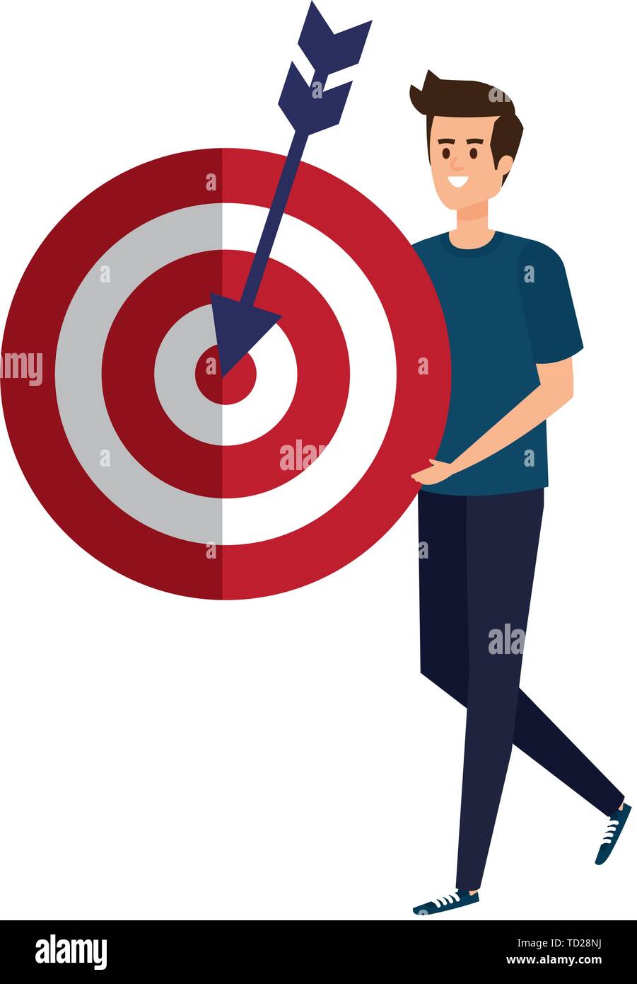 young man lifting target arrow success Stock Vector Image & Art - Alamy