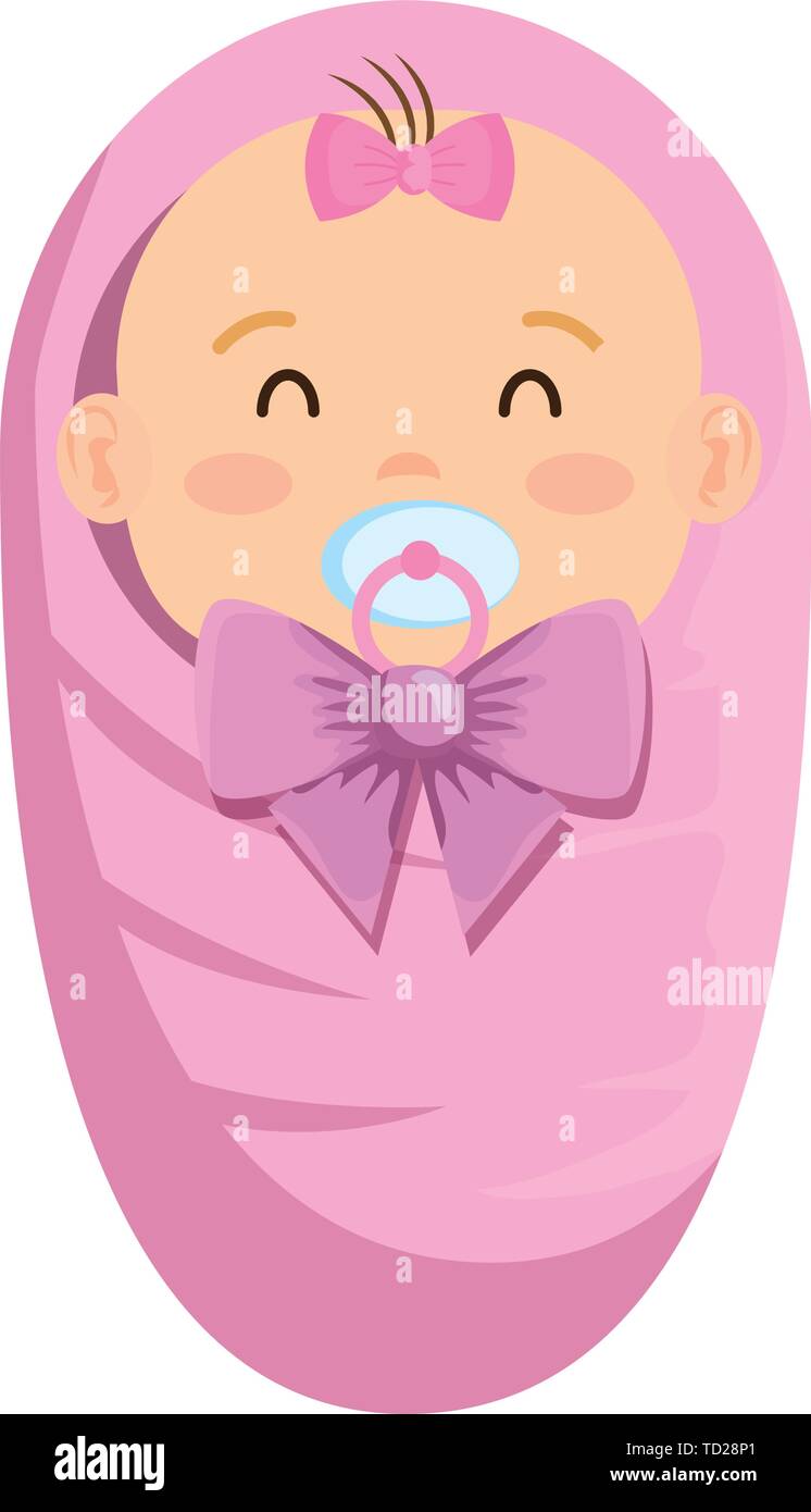 cute little baby girl with pacifier character Stock Vector Image & Art ...