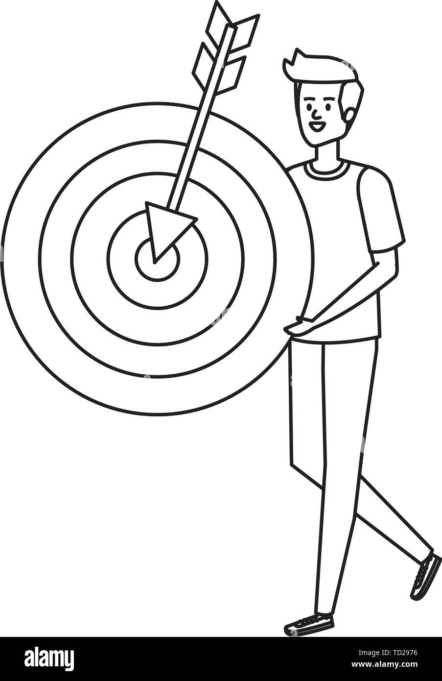 young man lifting target arrow success Stock Vector Image & Art - Alamy