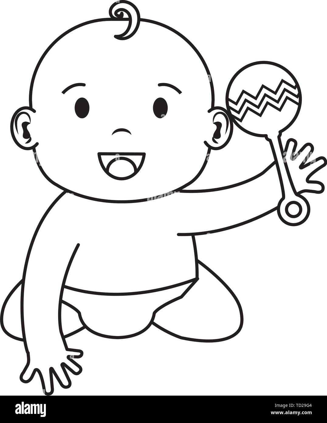 cute little baby boy with bell character Stock Vector