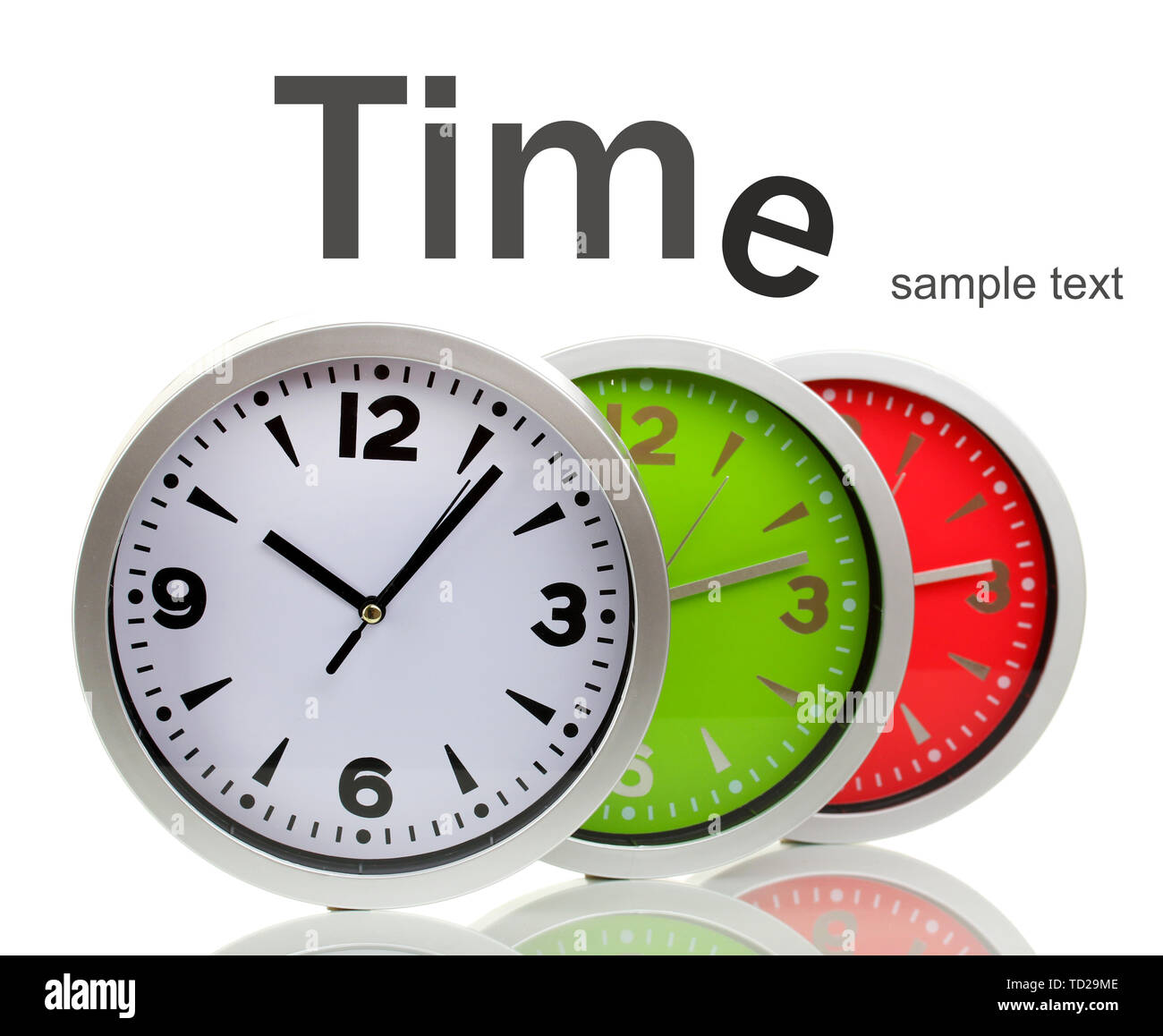 Round office clocks isolated on white Stock Photo - Alamy