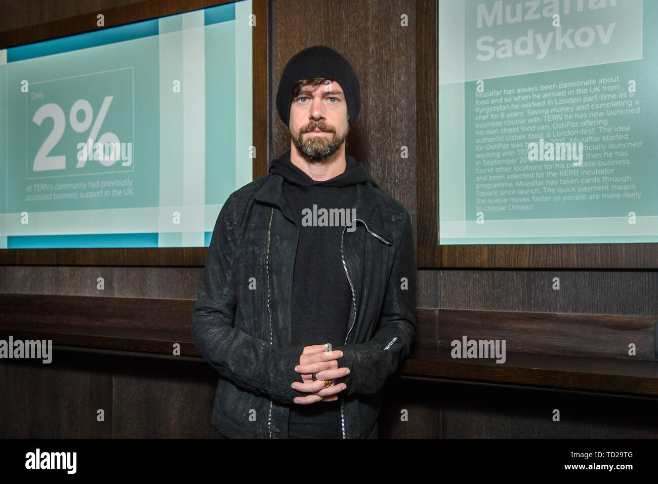 Square Co-founder and CEO Jack Dorsey at an event to discuss how technology  is opening up new opportunities for refugees breaking barriers in the UK.  Square announced its new collaboration with TERN