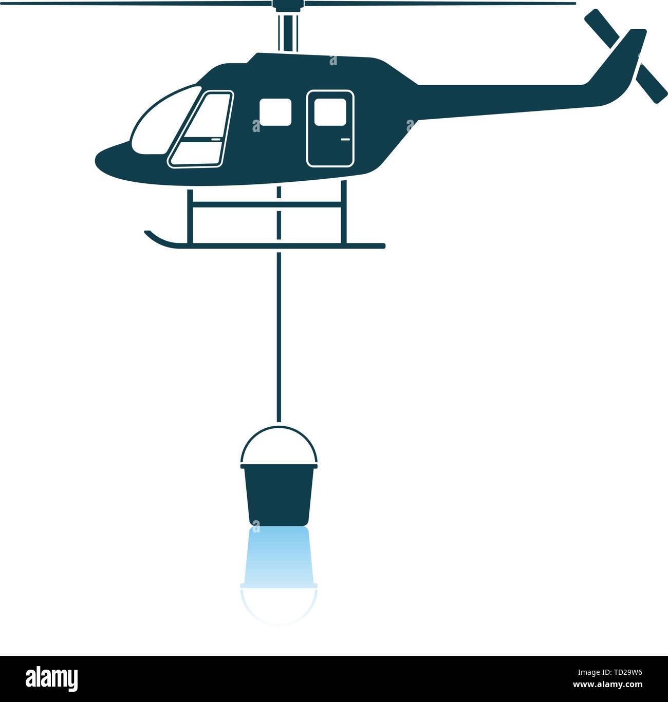 Fire Service Helicopter Icon. Shadow Reflection Design. Vector Illustration. Stock Vector