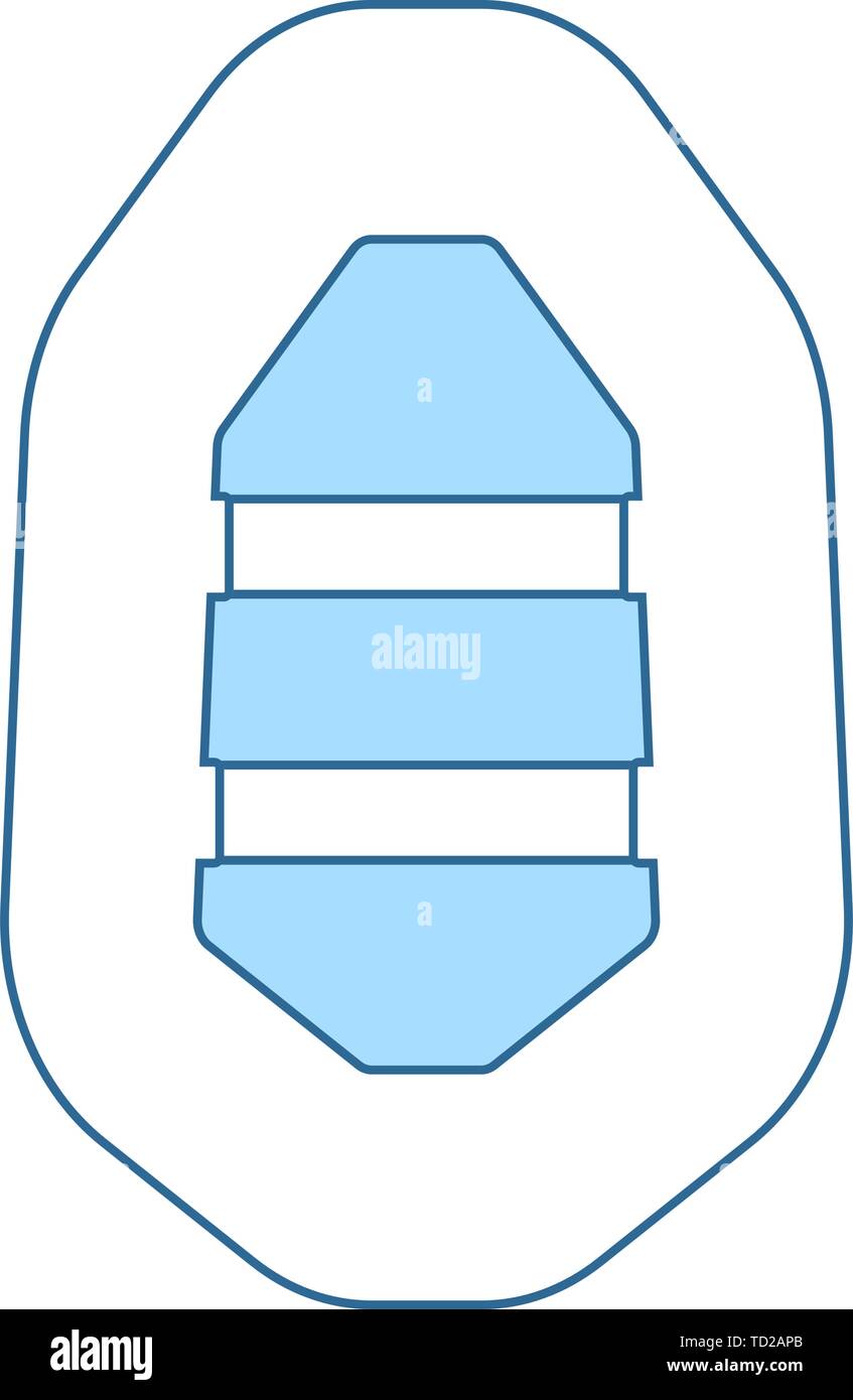 Icon Of Rubber Boat. Thin Line With Blue Fill Design. Vector Illustration. Stock Vector
