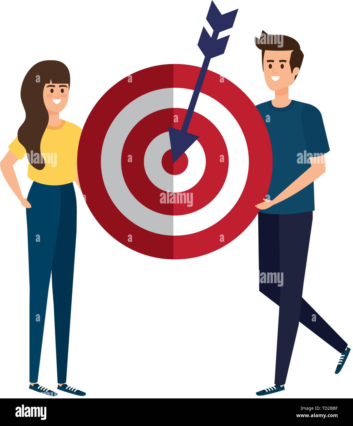 young couple lifting target arrow success Stock Vector Image & Art - Alamy