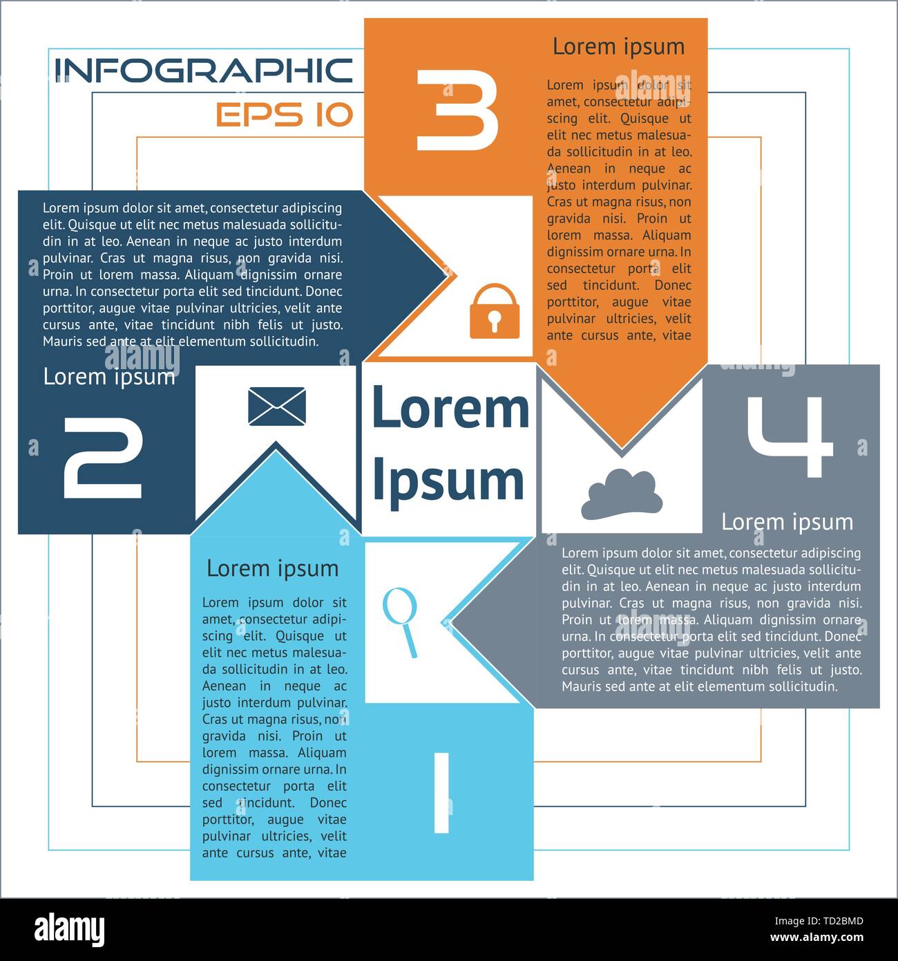 Infographics Square Abstract Options Four Choices with Arrows EPS10 named layers Stock Vector