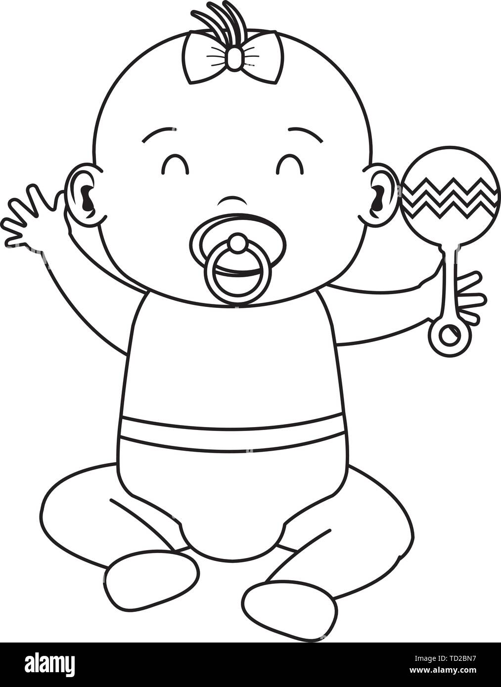 cute little baby girl with bell and pacifier Stock Vector Image & Art ...