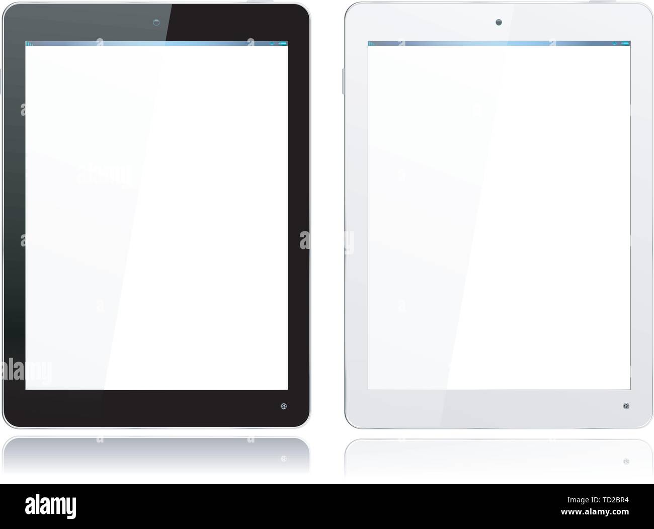 Realistic Computer Tablet in Black and White, Vector with grouped items, named layers and with a separate layer to easily add your own image to tablet Stock Vector