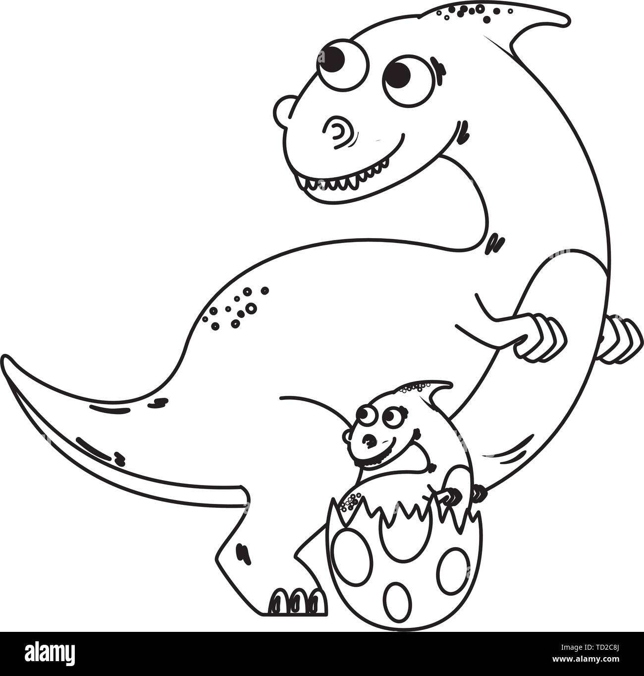 Cartoon happy mother baby dinosaur hi-res stock photography and images ...
