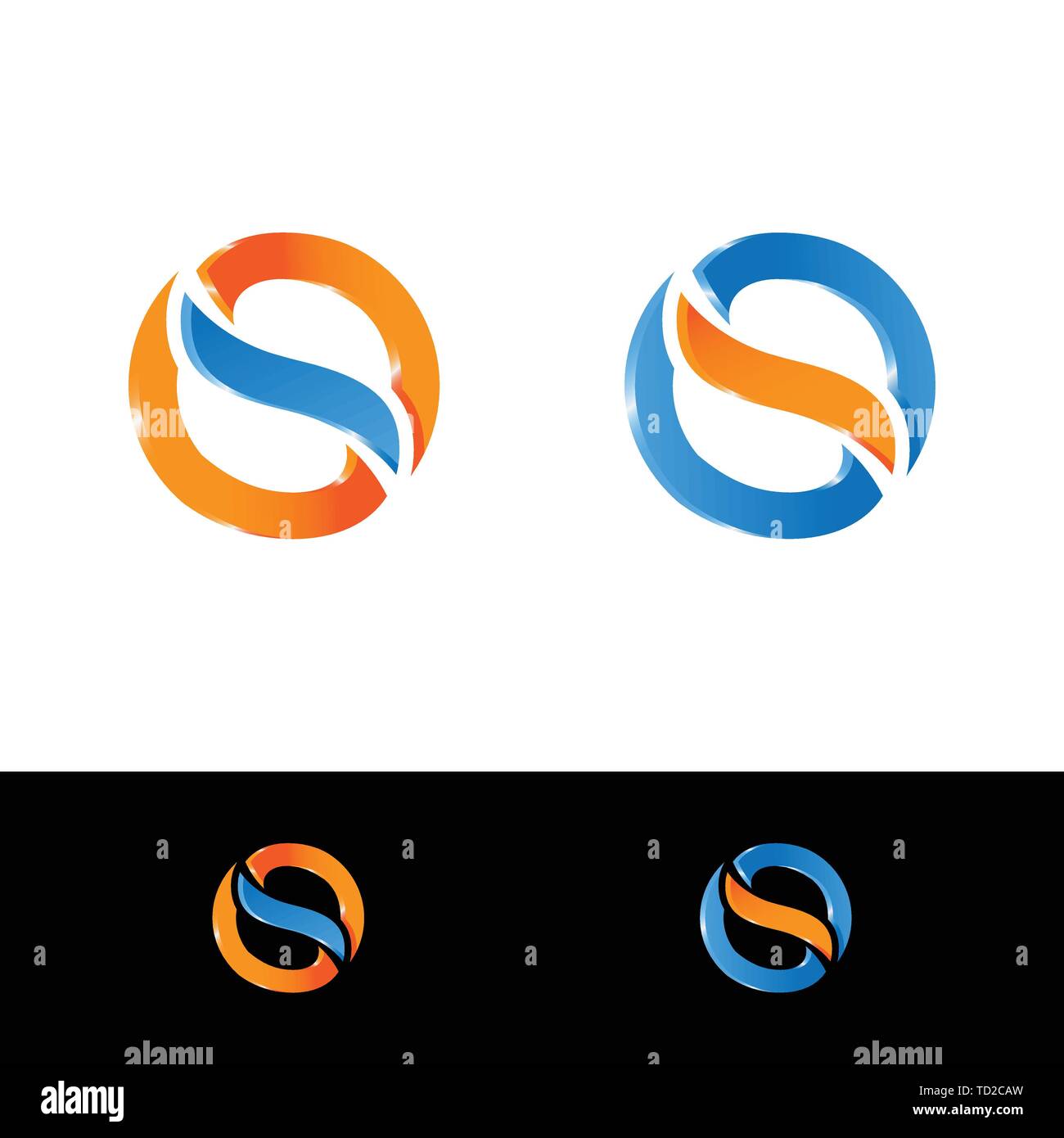 Initial letter S shiny logo design in 3D style design with rounded side Stock Vector