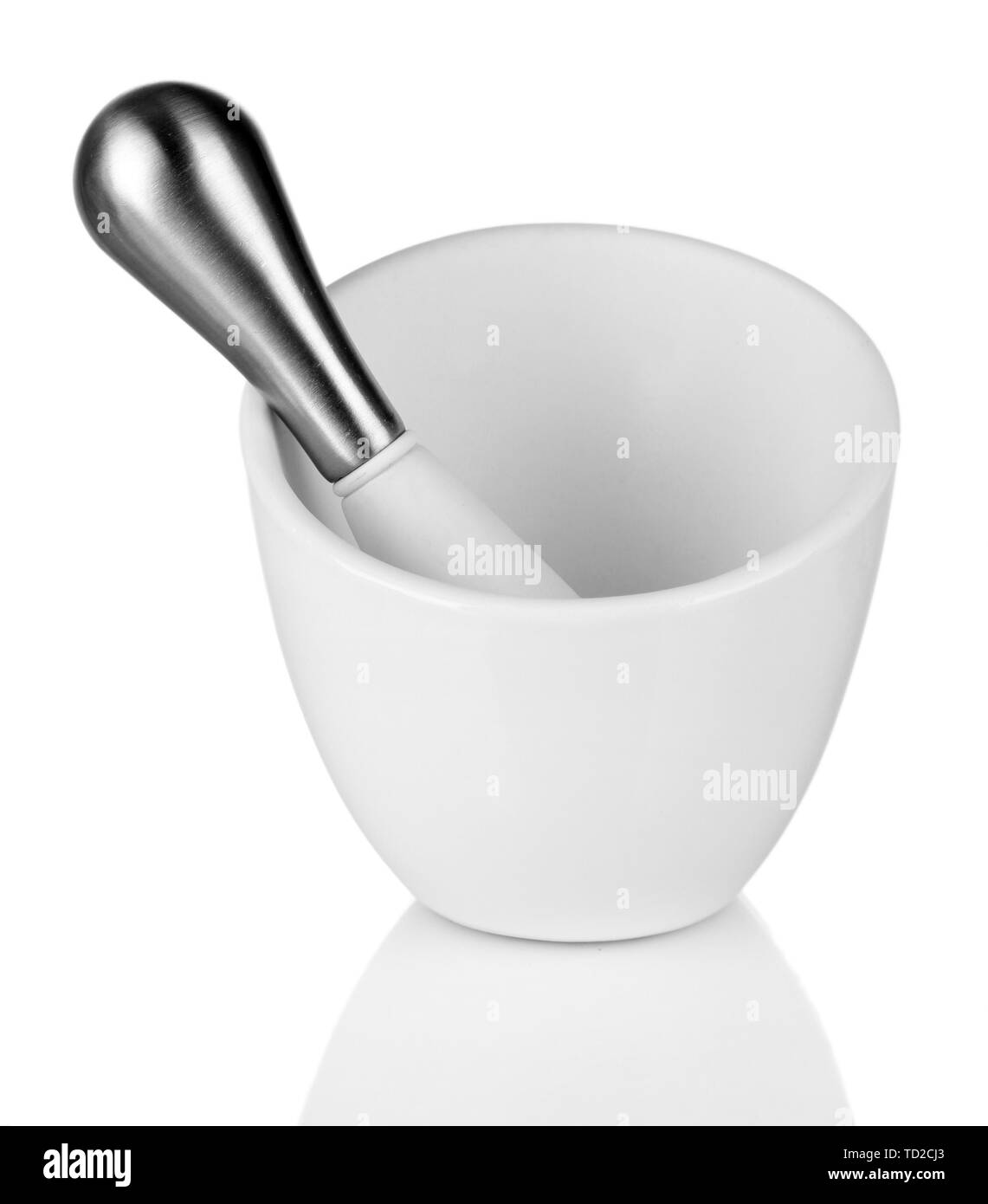 Mortar and pestle, isolated on white Stock Photo Alamy